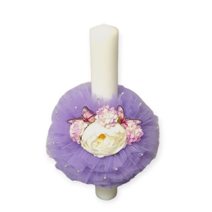 Trusou botez fluturasi mov + lumanare botez