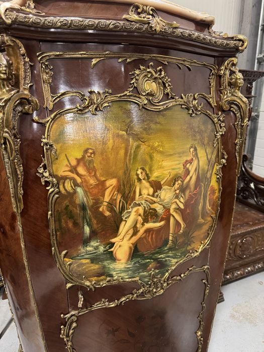 Bar Louis XV - pictură manuală, ornamente bronz, blat de marmură