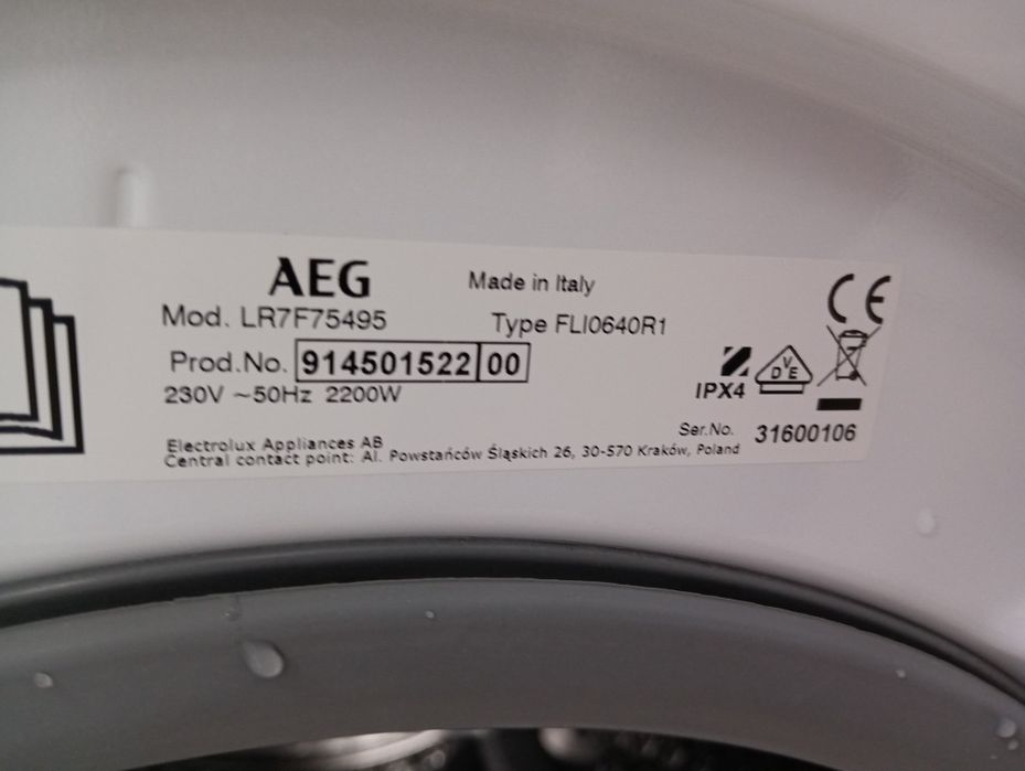 Последен модел пералня Аег Aeg Series 7000 А+++ 9кг 2години гаранция!