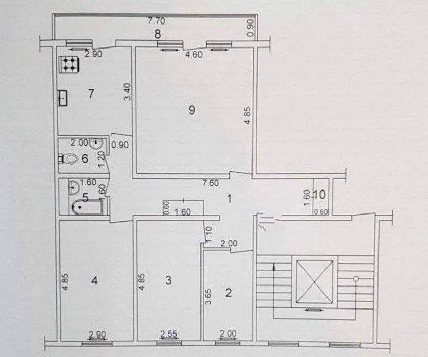 4/3/9 97м2 Дархан Х.Алимджана без ремонта