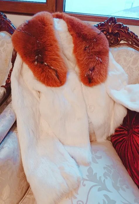 Палто от естествен косъм чинчила и лисица