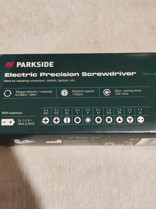 Șurubelniță electrică de precizie Parkside cu 20 biți