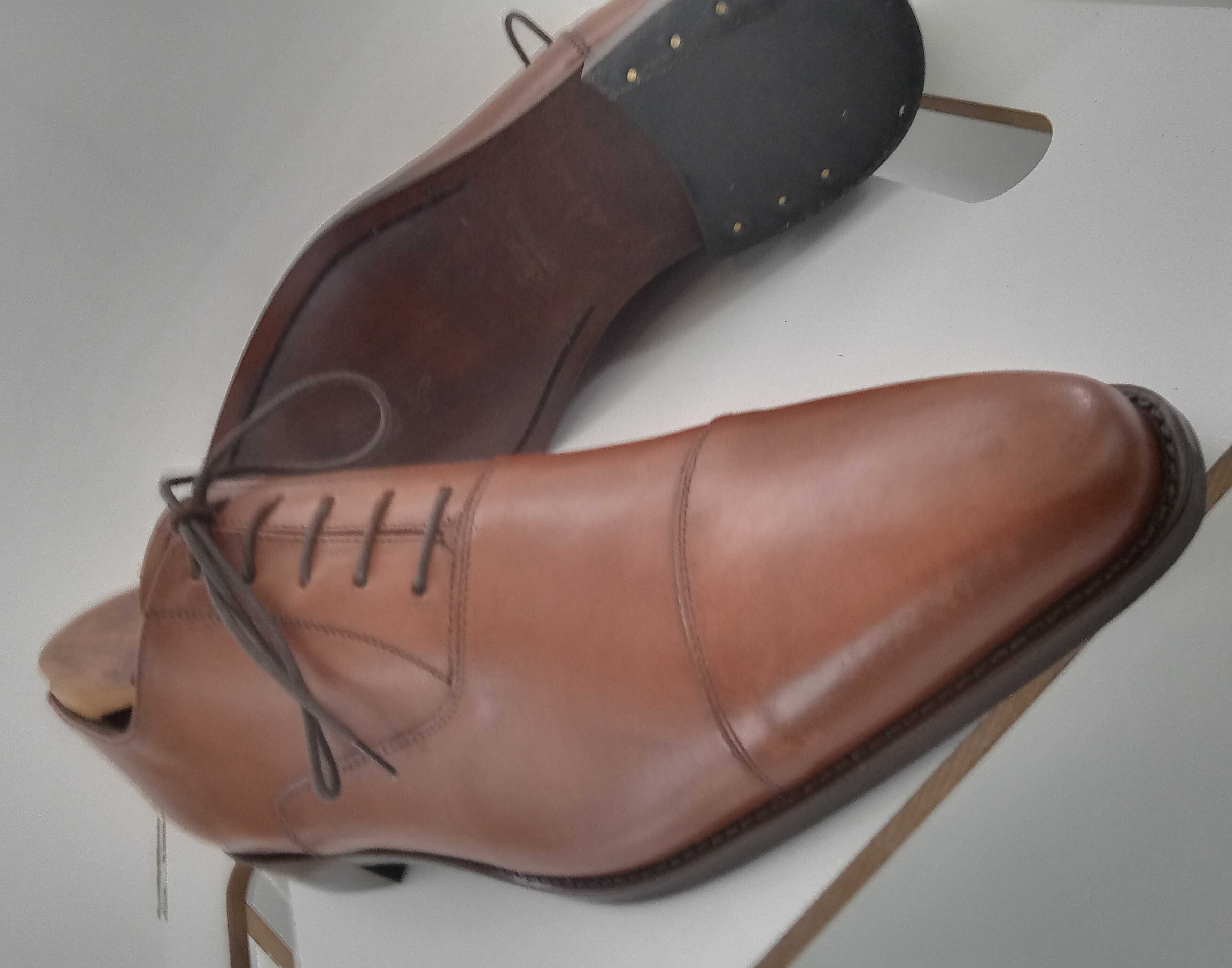 Pantofi oxford de lux lucrati manual J. Bradford 43 piele naturala
