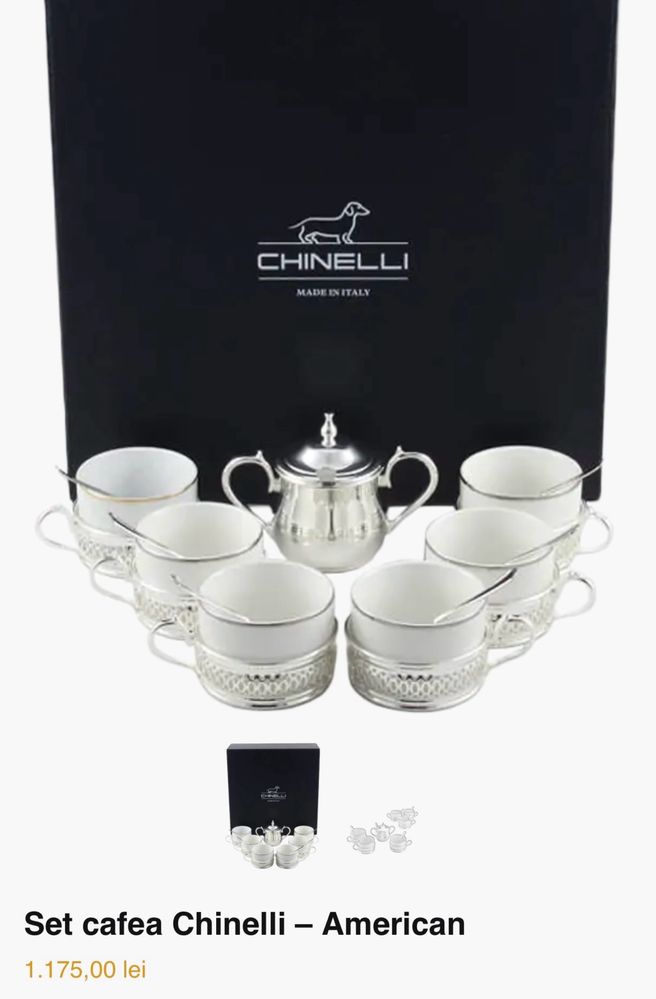 Set cafea placat argint CHINELLI - setul American Coffee Gold