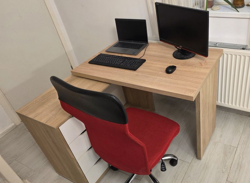 Vând Birou modular cu sertare + scaun inclus, 500 leibirou