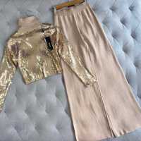 Комплект блуза с пайети и панталон
