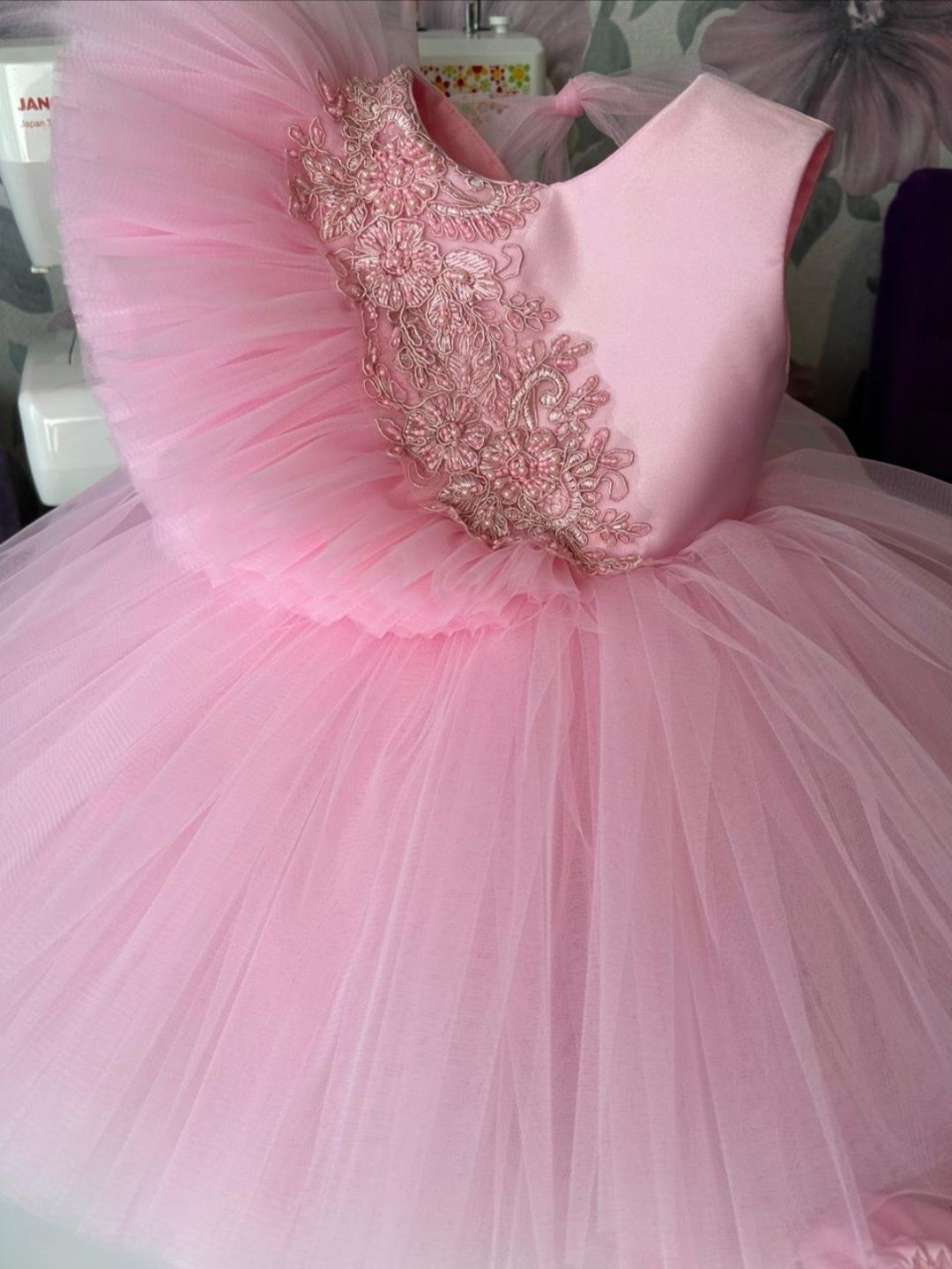 Детское фатиновое нежно розовое платье