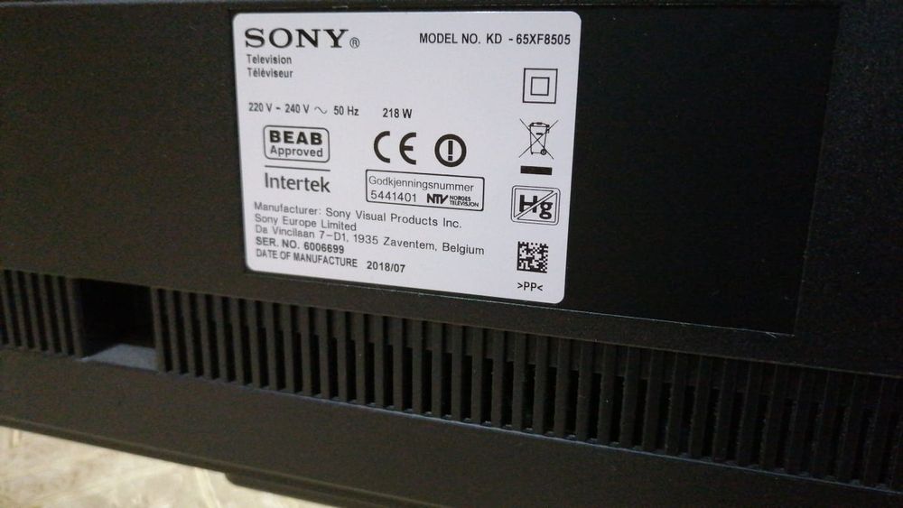 Sony defect ecran spart 65xf8505