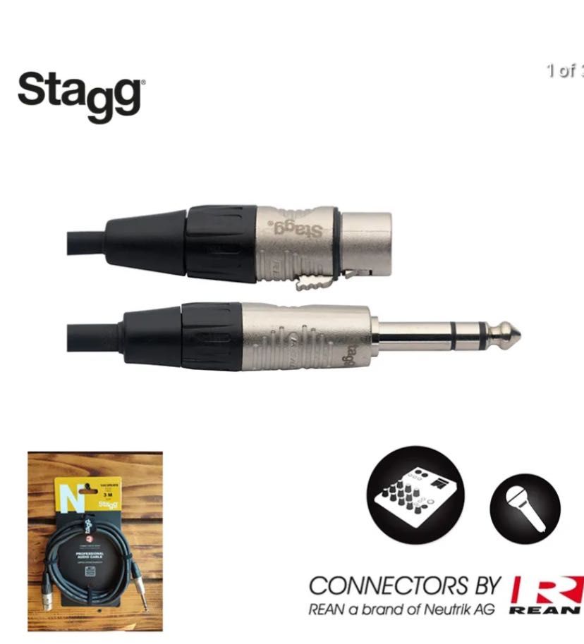 2 Броя Stagg Audio Cable TRS - 3m