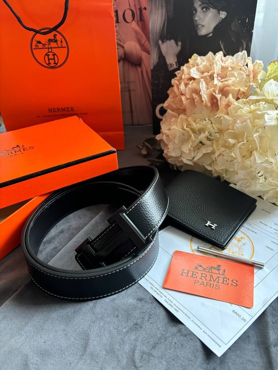 Комплект колан и портфейл Hermes