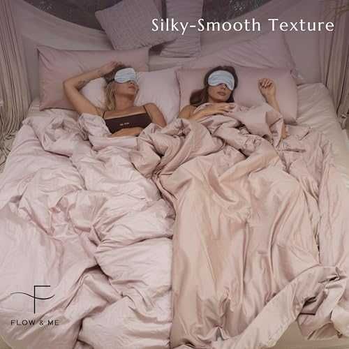 Нов Луксозен розов долен чаршаф памук сатен 400TC, за матрак до 35 см