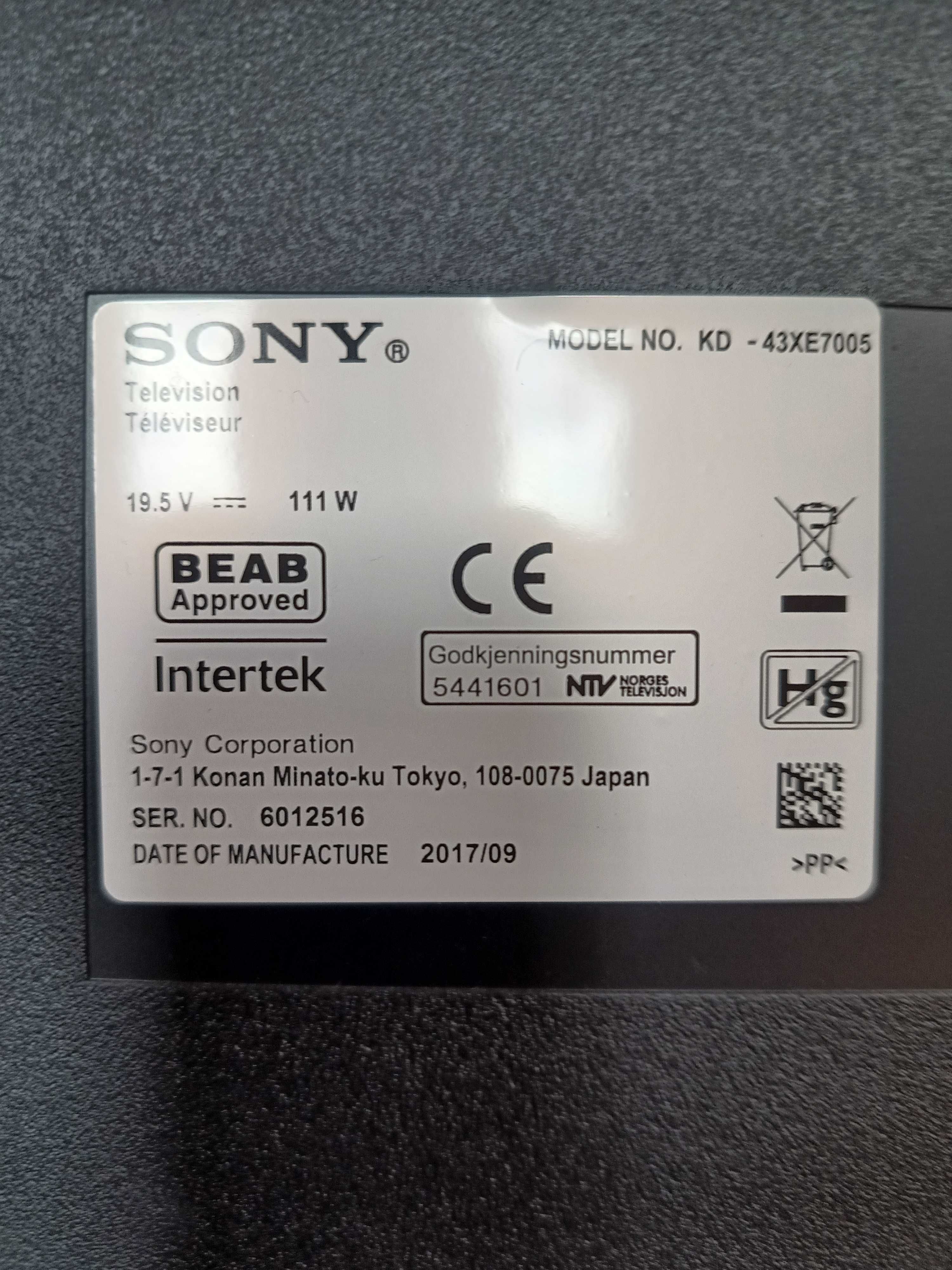televizor Sony cu diagonala de 108 cm