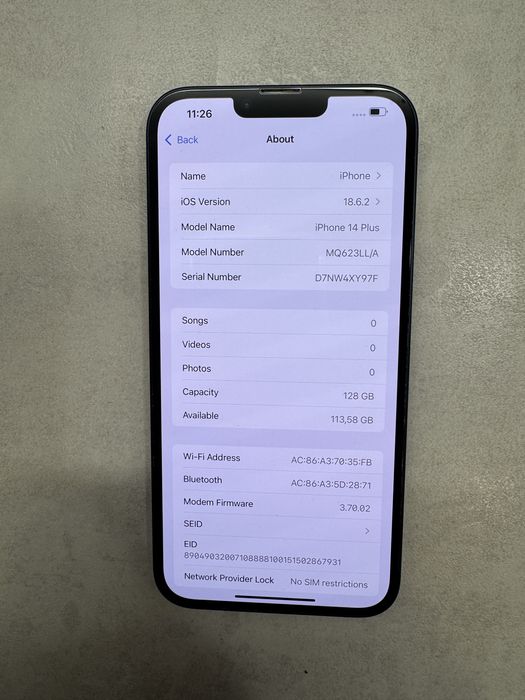 Като Нов! iPhone 14 Plus 128GB Black - 93% Battery