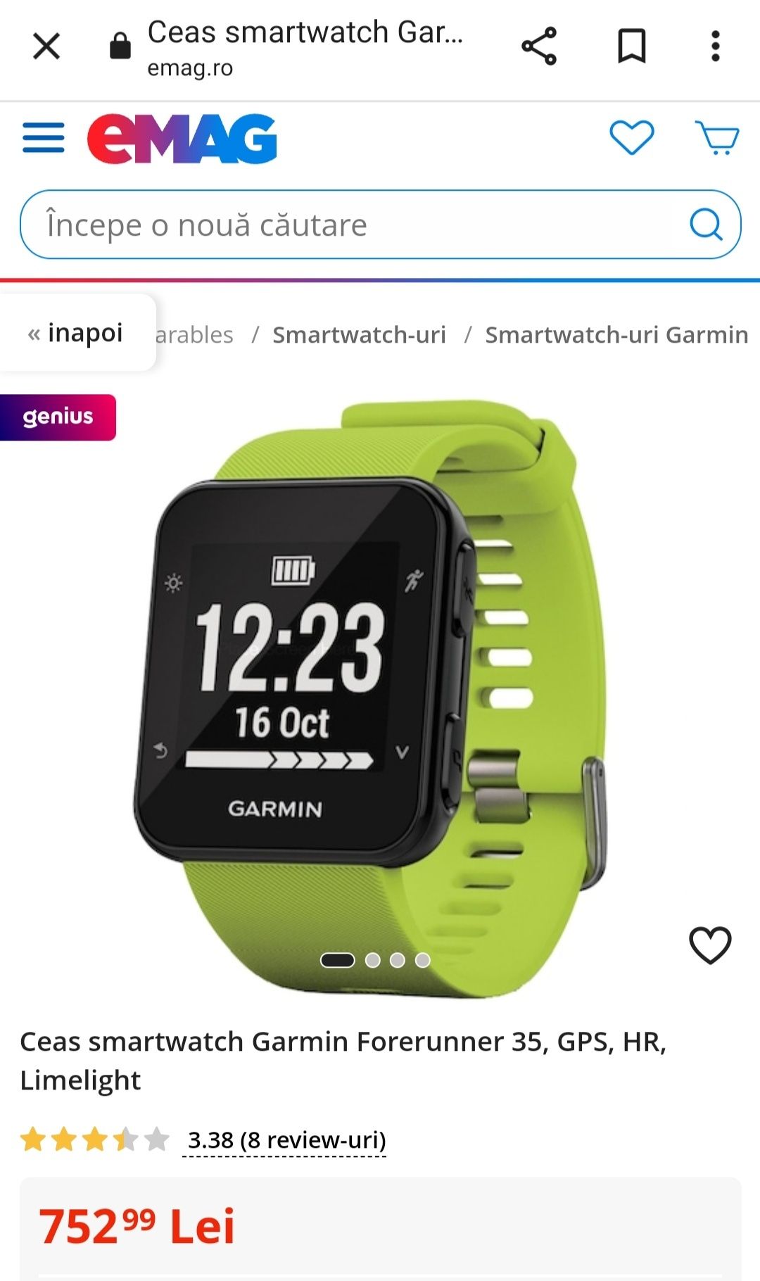 Smartwatch Sport Garmin Forerunner 35