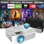 Proiector profesional portabil 9500 lumeni, 4K HDMI bluetooth