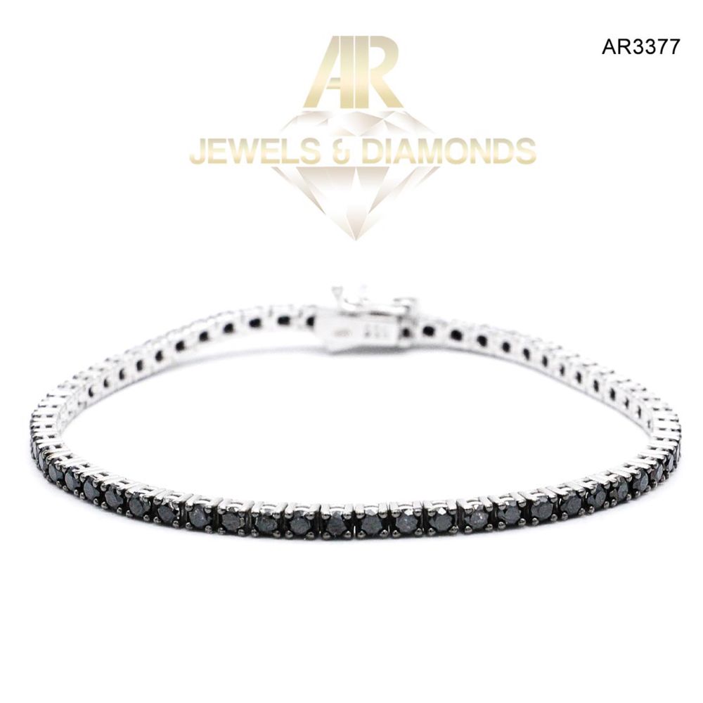 Bratara Aur Alb cu diamante negre model nou ARJEWELS(AR3377)