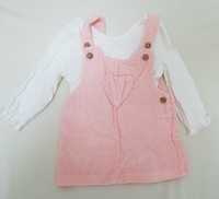 Официална рокля розов сукман с блуза за бебе 3-6 мес
