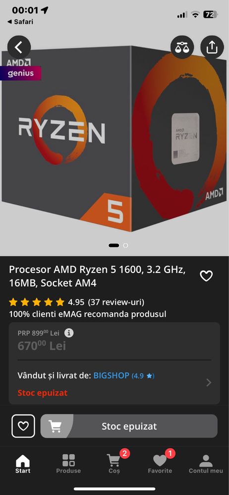 Procesor AMD Ryzen 5 1600 Nou negociabil