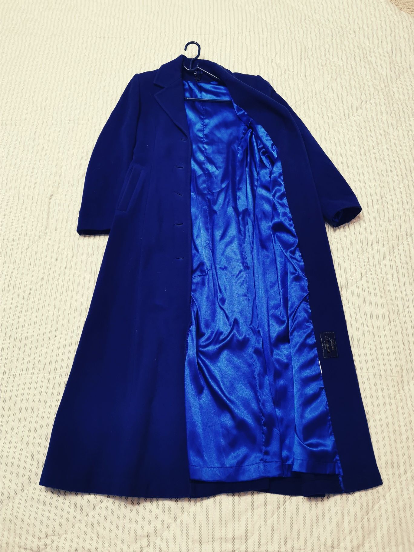 Пальто удлиненное кашемировое (Италия), цвет "синий электрик", размер