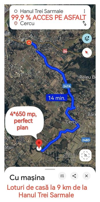 Bucium, 750 mp INTRAVILAN-PERFECT PLAN , 17 euro/MP, 6 km din Iași