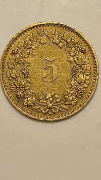 Монета 5 рапен от1988год.Швейцария.Ст