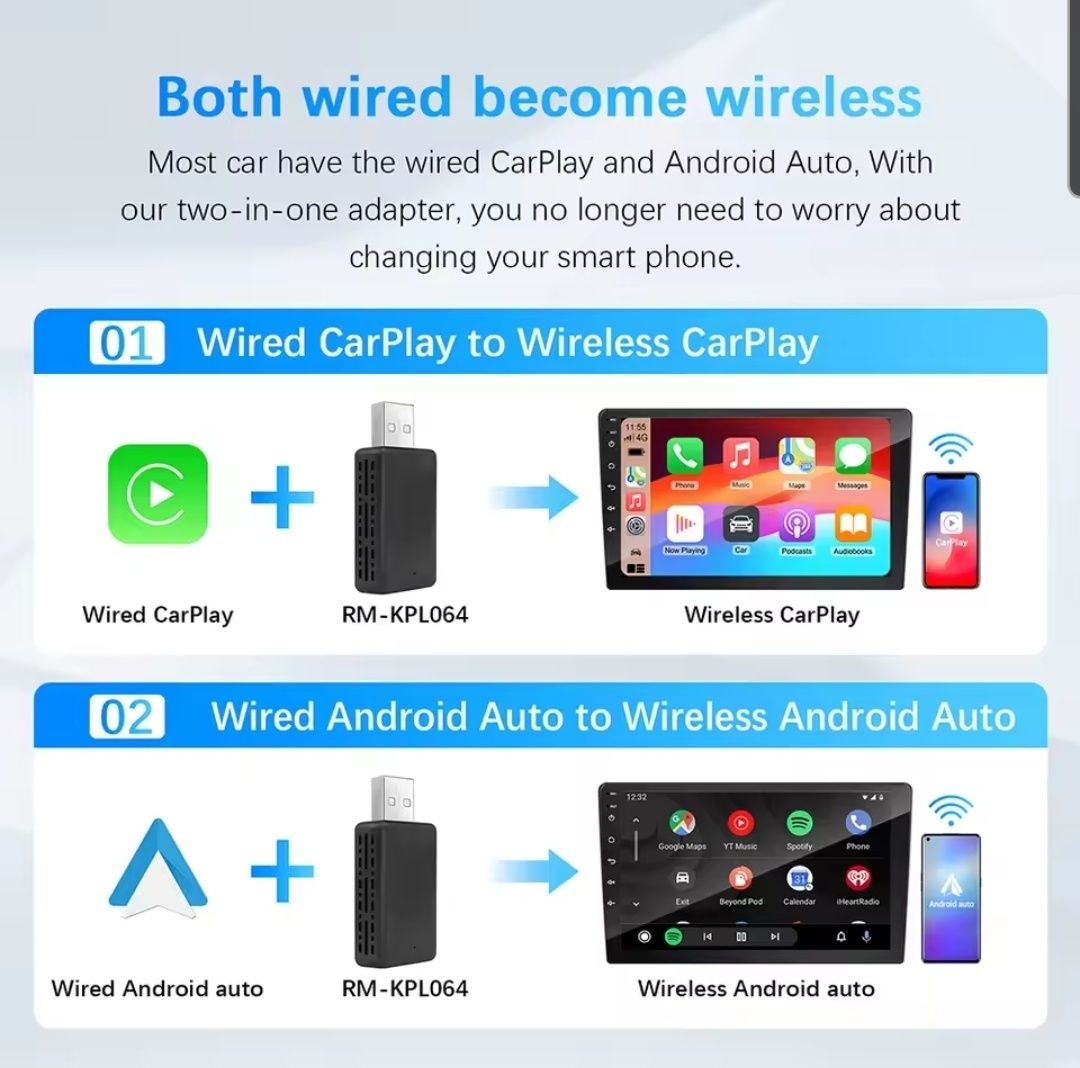 Wireless Android Auto Carplay mini Dongle