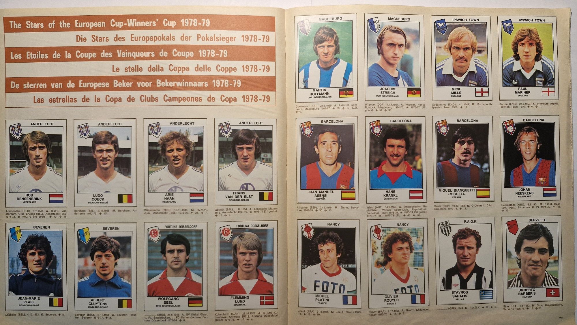 Panini album complet euro football 79 cupele europene 78 1979