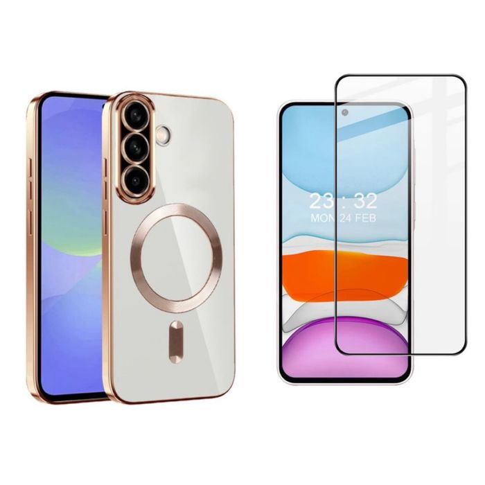 Husa Magsafe Contur + Folie Sticla Samsung A35/A55/A36/A56/A16/A07/A17