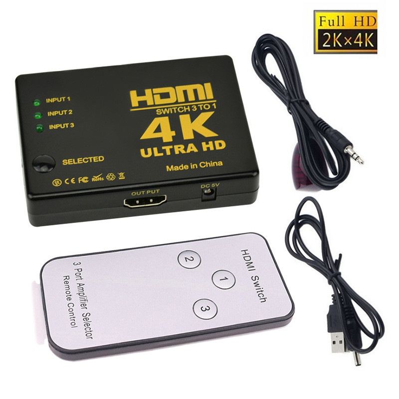 Hdmi switch переключатель hdmi сигнала до 3 устройств с пультом