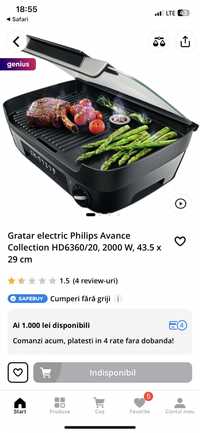 Gratar electric Philips Avance Collection 2000 W, 43.5 x 29 cm