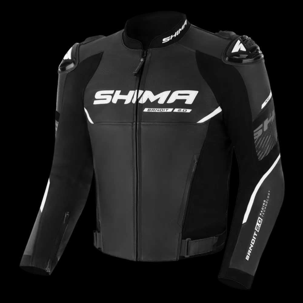 Топ Цена Кожено мото яке SHIMA BANDIT 2.0Black/White всички протектори