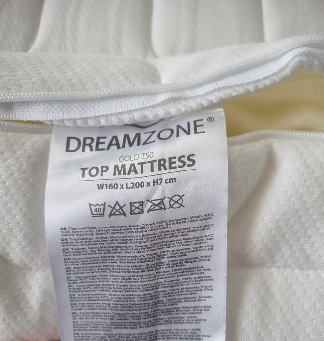 Saltea superioara (topper) 160x200 Gold T50 DREAMZONE, GARANTIE 25 ani