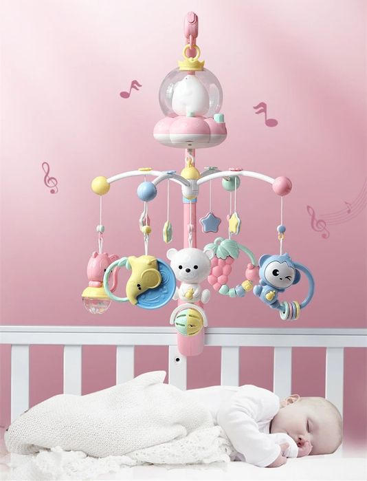Carusel muzical bebe, IControl tactil, Melodii si Lumini, Rotire 360°