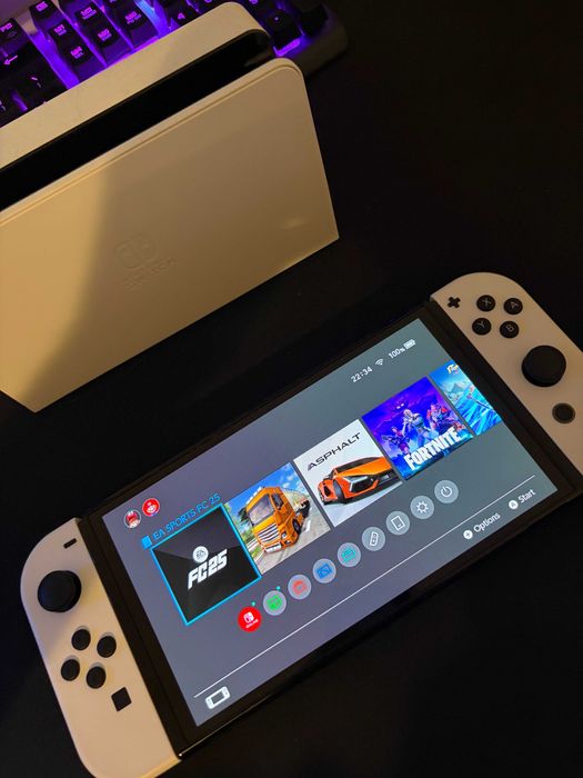 nintendo switch oled alb 64gb+card memorie 256gb+joc