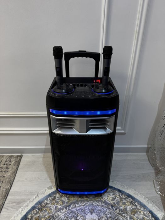 Karaoke kalonka – 2 mikrofoni, Bluetooth USB, kuchli ovoz va LED