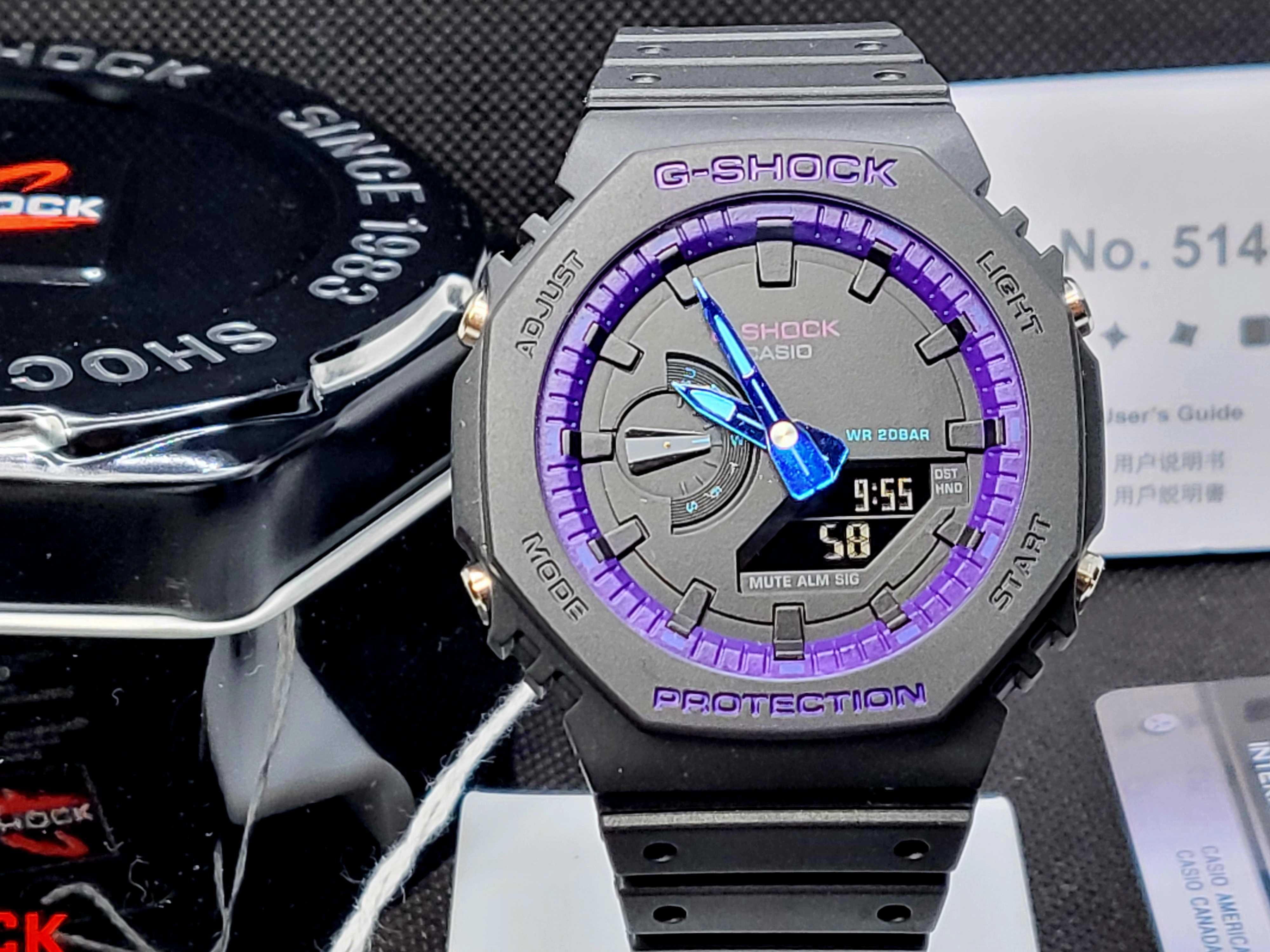 Ceas Casio g shock Skater GA 2100 black purple, Nou,Garantie 2 ANI