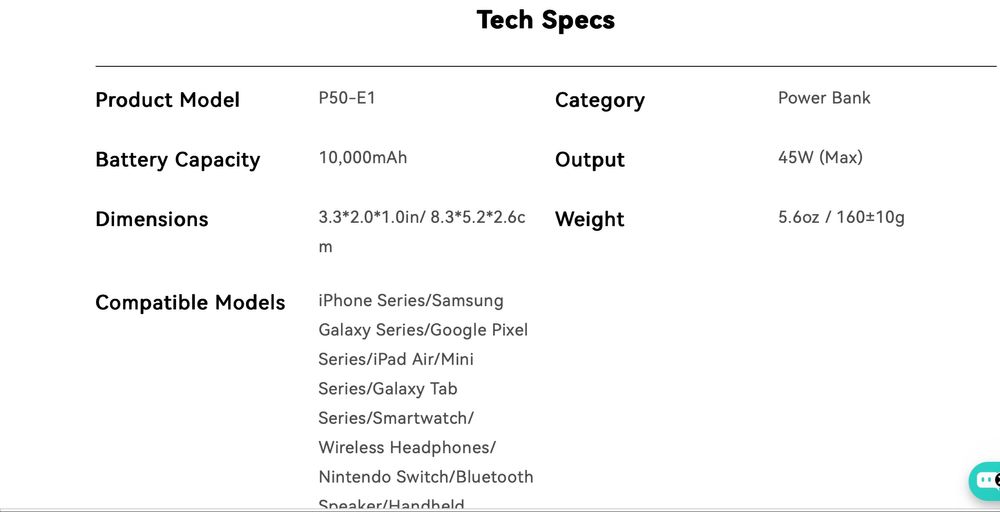 Baterie externa/power bank INIU P50 10.000mah 45w 2 bucati noi