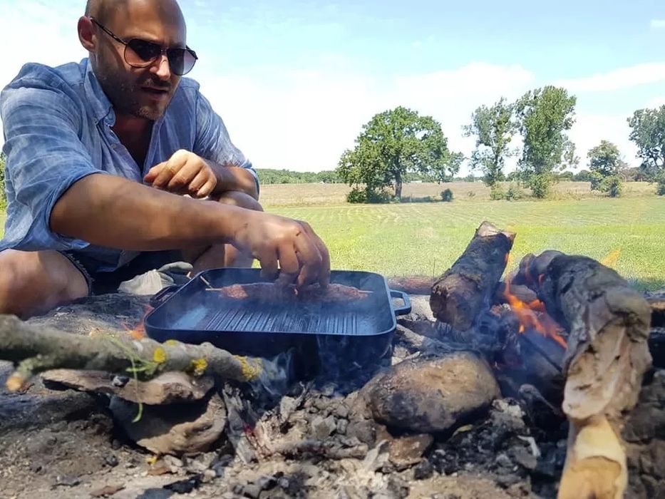 Tavă gratar grill din fontă 28x28cm
