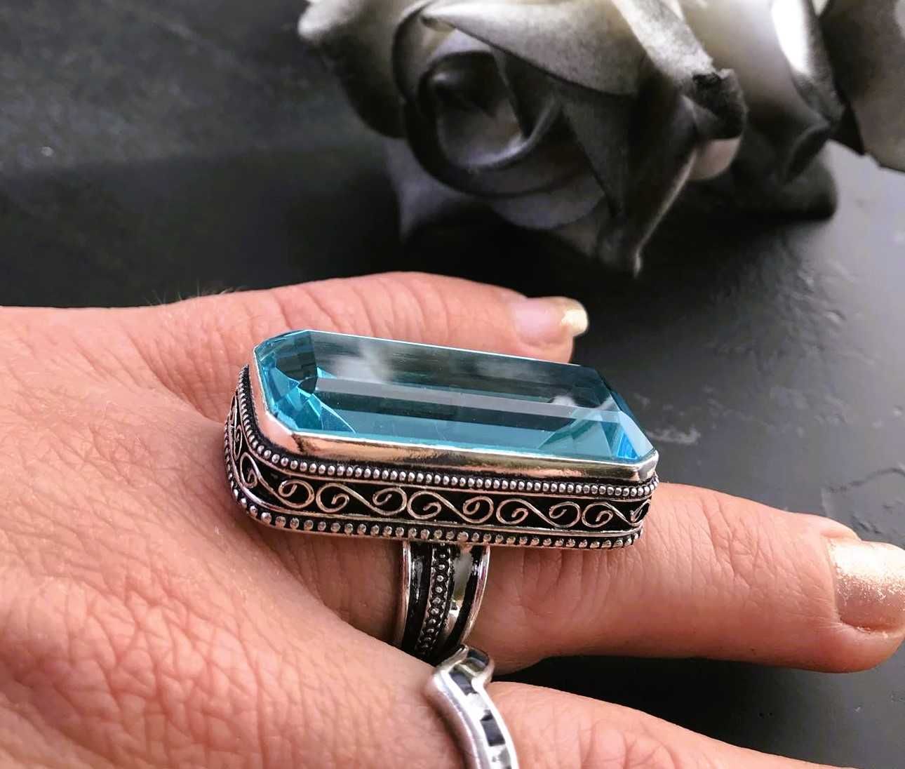 Inel Argint cu Piatra Semipretioasa Topaz Blue F