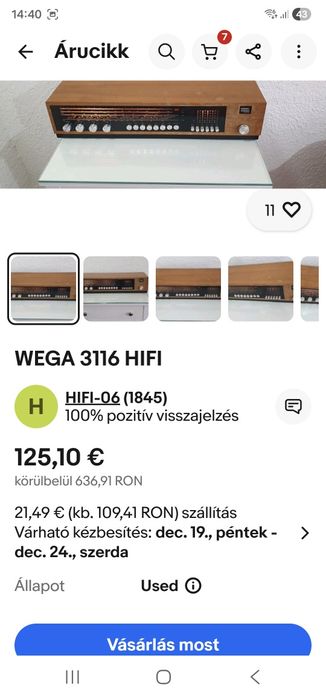 Amplituner HIFI ,model WEGA 3116 hifi,ca nou
