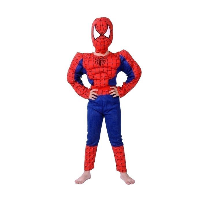 Costum Spiderman muschi 5-7 ani, 110-120 cm, manusi ventuze si discuri