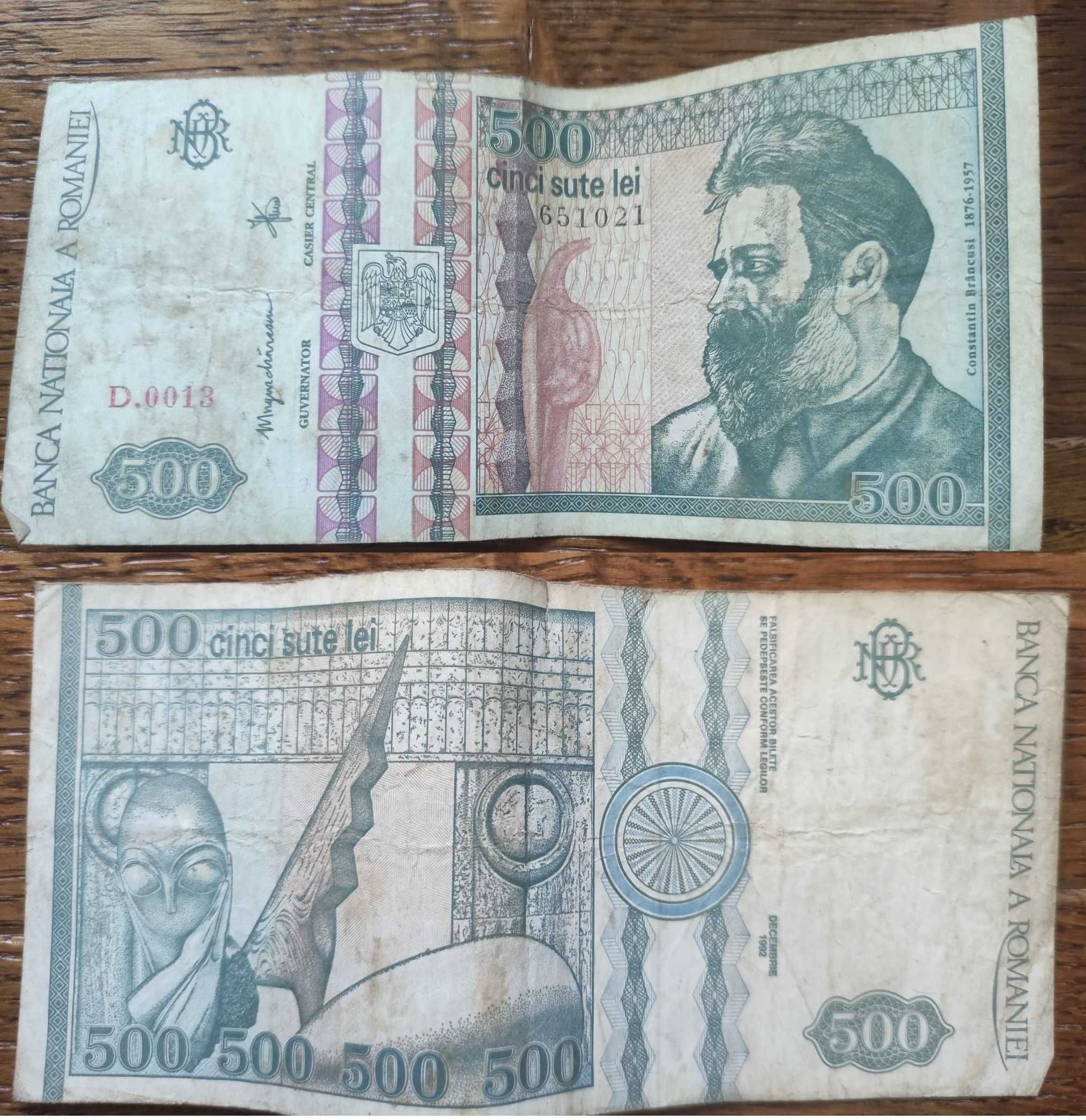 Bani vechi, Bancnote colectie, Bancnote vechi 500, 1000lei an 1991/92