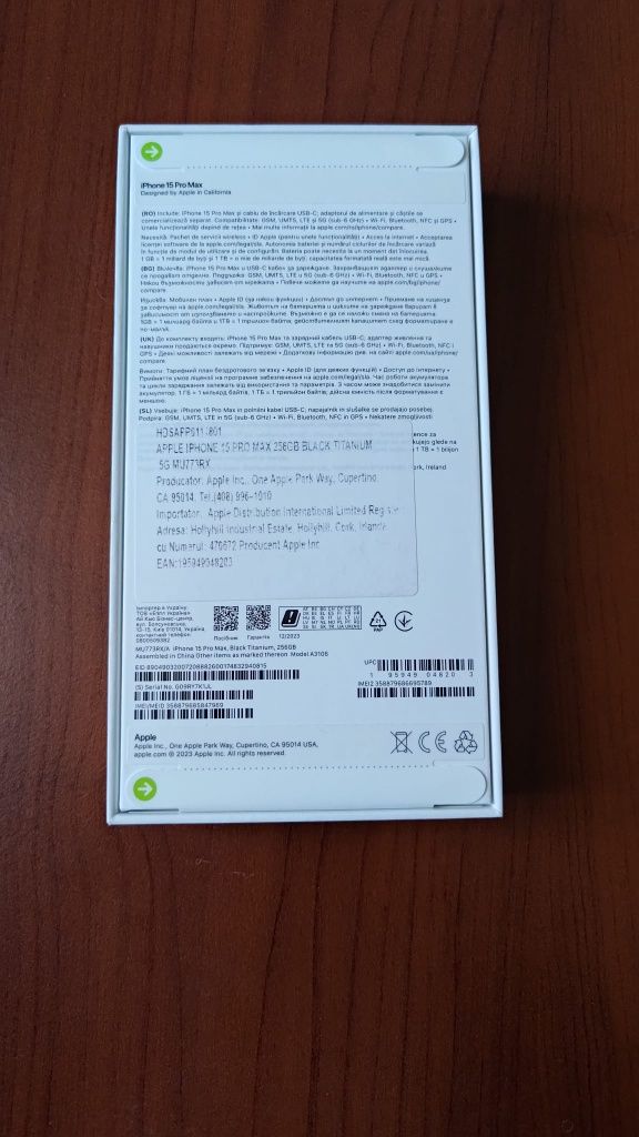 iPhone 15 Pro Max, 256Gb, Black Titanium, nou, sigilat, garantie