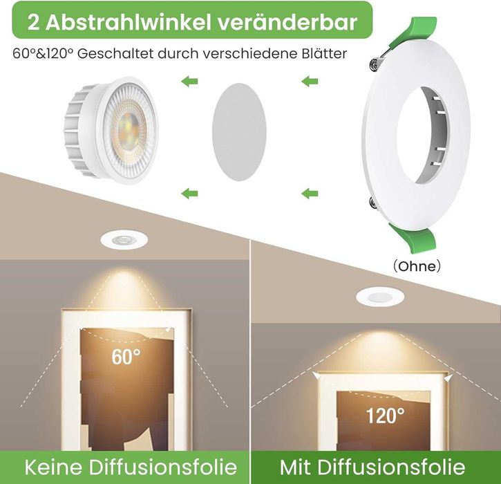 НОВИ! LED лунички за вграждане 6W, димируеми, 3 цвята, 6 бр/к-кт
