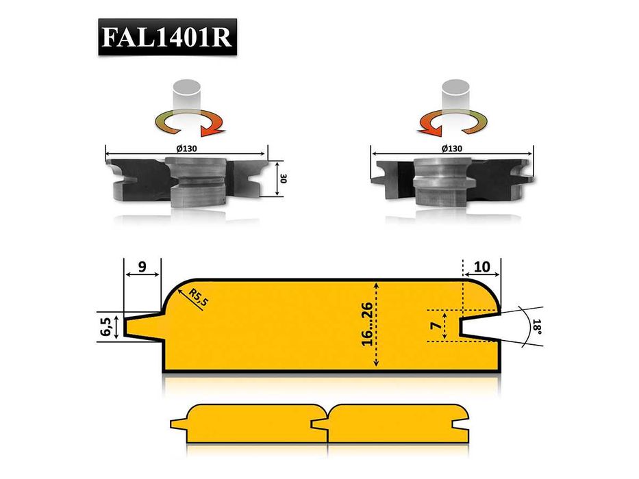 Set Freze Lambriu Profil Rotund 16 > 26 mm  - 1401URHSS