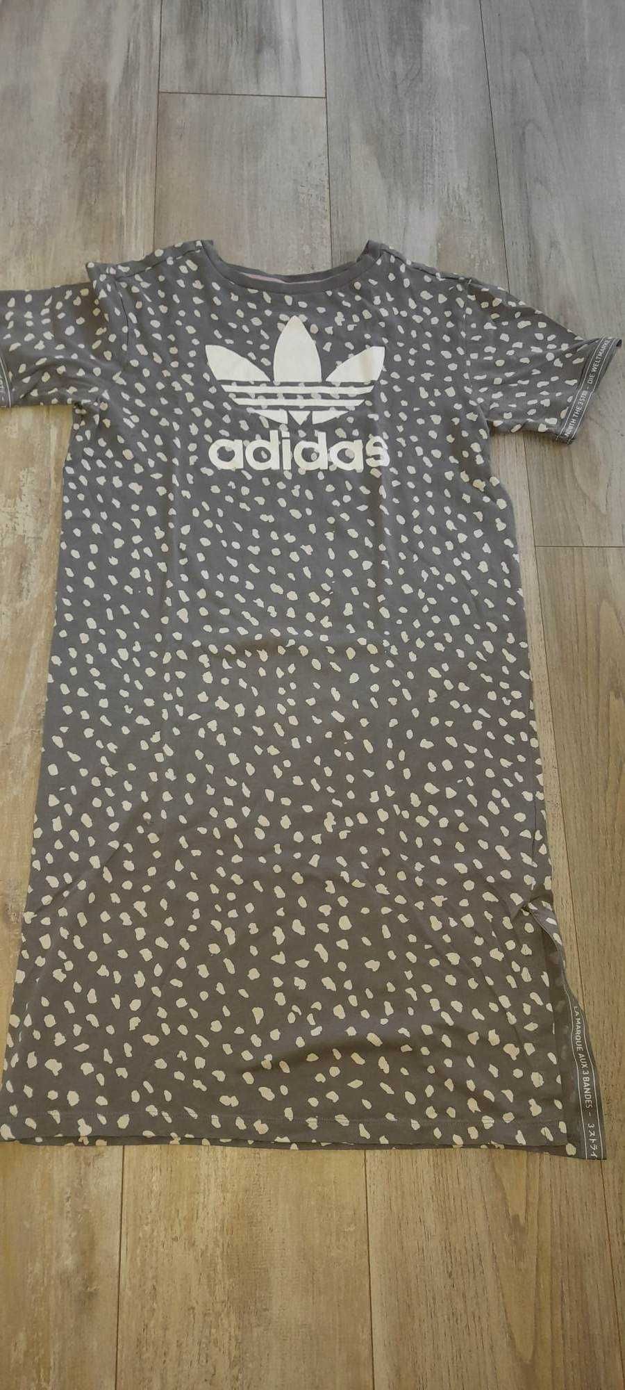 Памучна детска рокля Adidas за ръст 164
