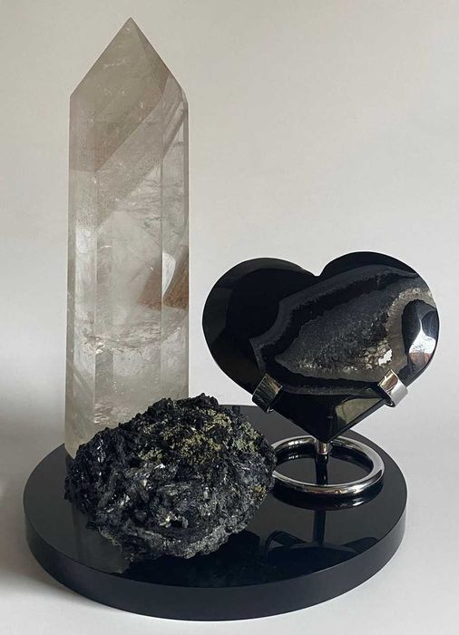 Decor Cristale - Cuart Transparent&Agat Negru&Turmalina - Set cristale