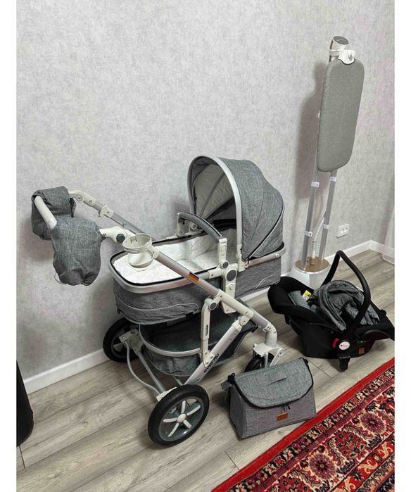 Коляска трансформер Wingoffly 3 в 1 TransFlo 787С, серый, серебристый