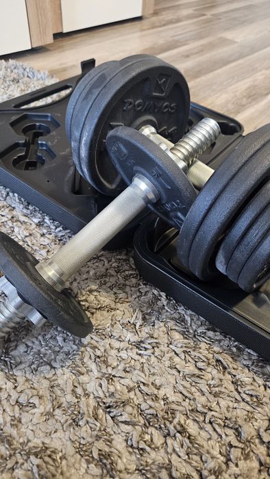Set gantere Domyos și bare Bodybuilding 20 kg