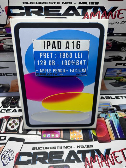 IPAD A16 128 GB / 100% BAT / APPLE PENCIL / FACTURA / CreativAmanet